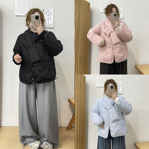 休闲围巾羽绒服小短款