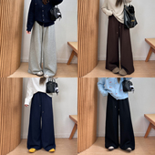 胖妹妹mm梨形身材宽松显瘦阔腿运动卫裤 宛宛大码 新款 女秋季 弯刀裤