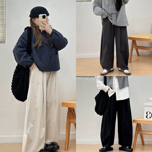 宛宛大码胖MM休闲弯刀阔腿裤女秋季新款高腰宽松显瘦九分香蕉裤子