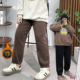 胖mm秋冬直筒阔腿裤 宛宛家加绒加厚灯芯绒松紧哈伦休闲裤 女大码 子