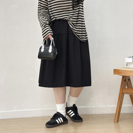 NEW【7/5 20点】宛宛家松紧高腰百搭宽松半身裙