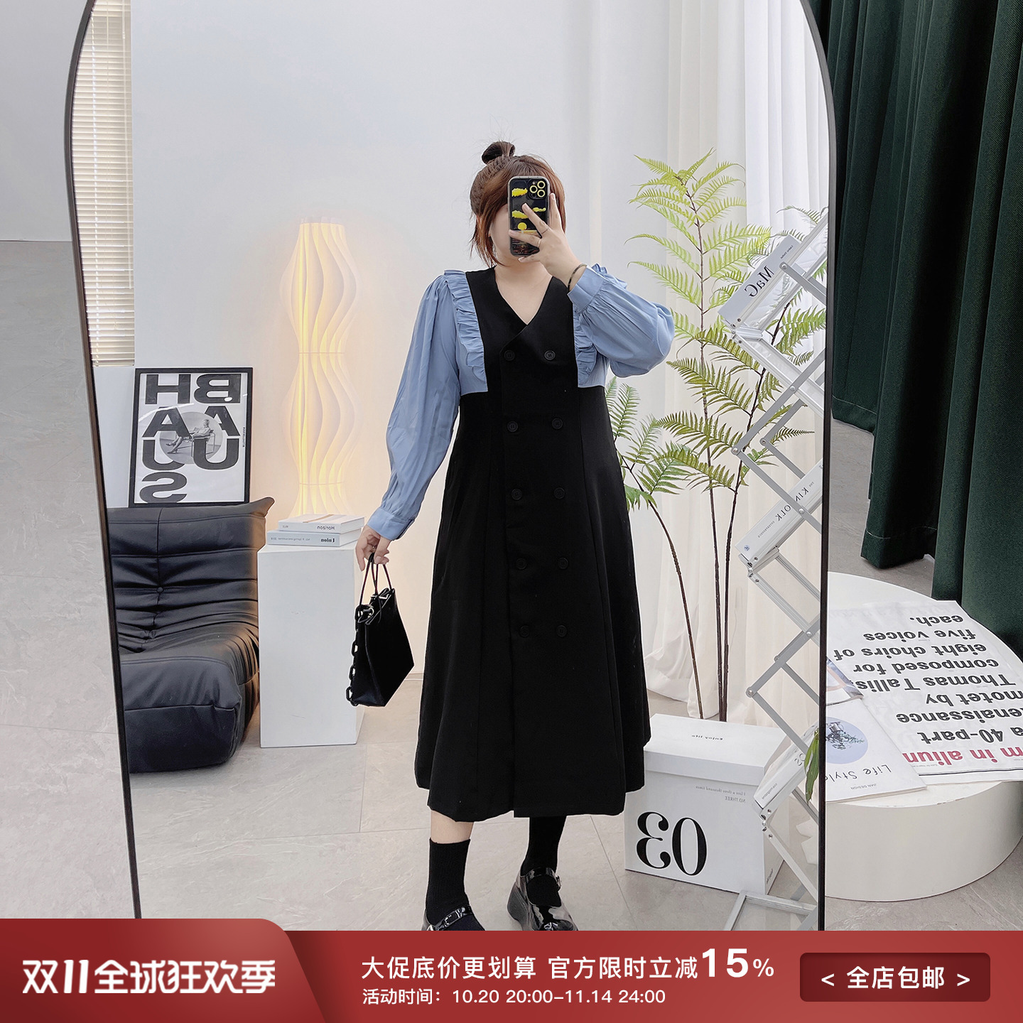 拼袖连衣裙薄款甜美时尚宽松