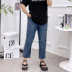 女夏季 新款 胖mm老爹裤 大码 九分裤 牛仔裤 高腰显瘦哈伦裤 子 女装