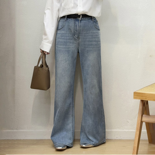 宛宛家高腰休闲喇叭牛仔裤