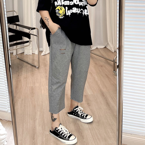 直筒运动裤遮胯显瘦哈伦裤子