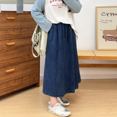 宛宛大码女装牛仔半身裙夏季胖mm高腰显瘦A字裙遮肉百搭半身伞裙