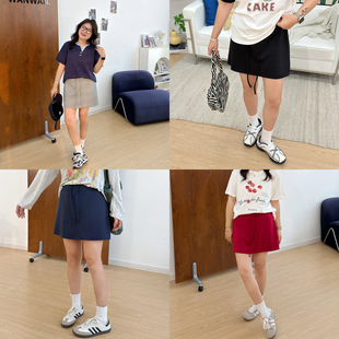 宛宛大码胖mm运动半身裙女夏季新款抽绳高腰显瘦休闲卫裙包臀短裙