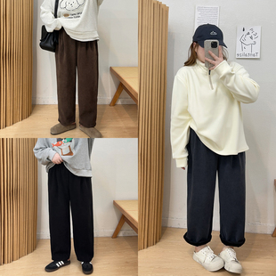 胖MM条绒外穿长裤 宛宛大码 冬季 子女宽松高腰哈伦长裤 灯芯绒休闲裤