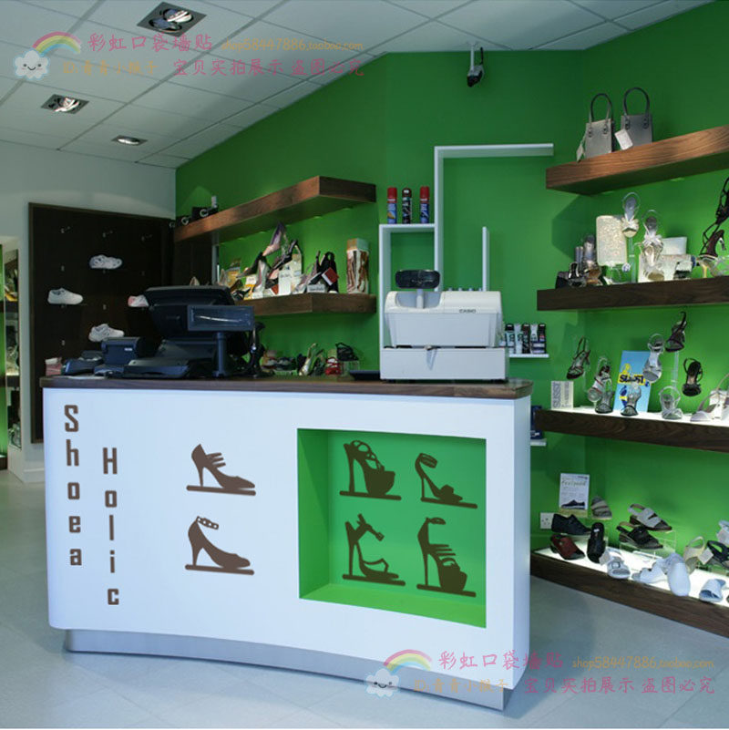 女鞋店创意装饰墙贴纸橱窗玻璃门背景墙面布置高跟鞋标示广告贴画