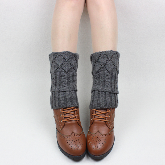潮女针织毛线短袜套护腿套保暖脚裸脚腕秋冬麻花百搭鞋套靴套脚套