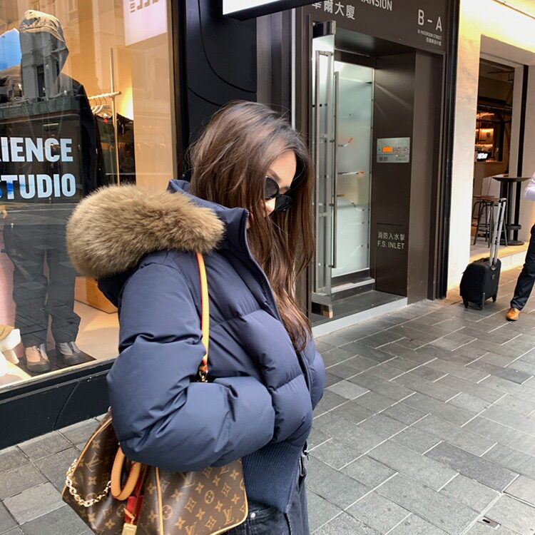 毛领连帽棉服女冬季短款收腰显瘦保暖外套棉衣