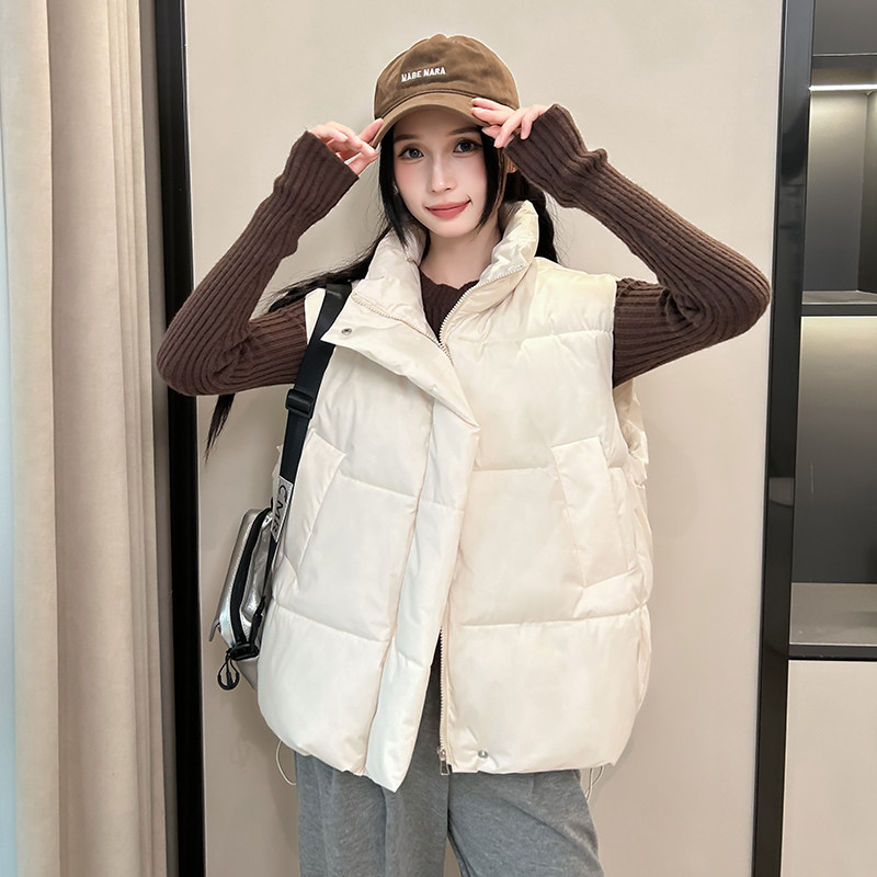 立领短款宽松保暖棉马甲女款