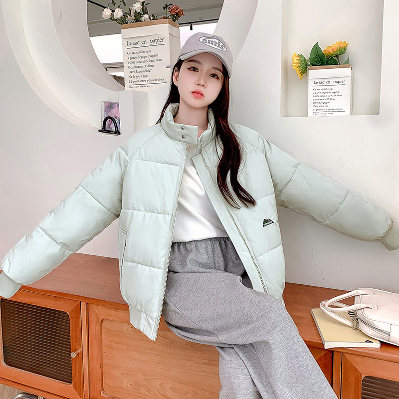 美式短款飞行立领粉色棉服男秋冬加厚保暖棉衣cleanfit面包服外套