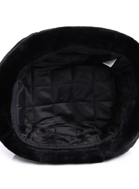 冬季保安棉帽黑色加厚栽绒东北皮帽防风保暖执勤抗寒棉帽子