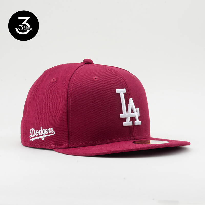 韩国代购NEWERA纽亦华59FIFTY平沿硬顶全封闭5950棒球帽LA酒红色