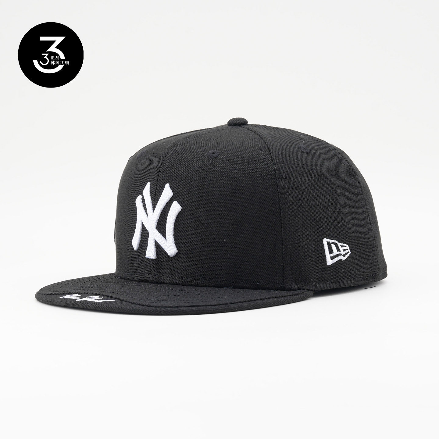 韩国代购NEWERA纽亦华帽檐刺绣字母5950平沿全封闭棒球帽黑色