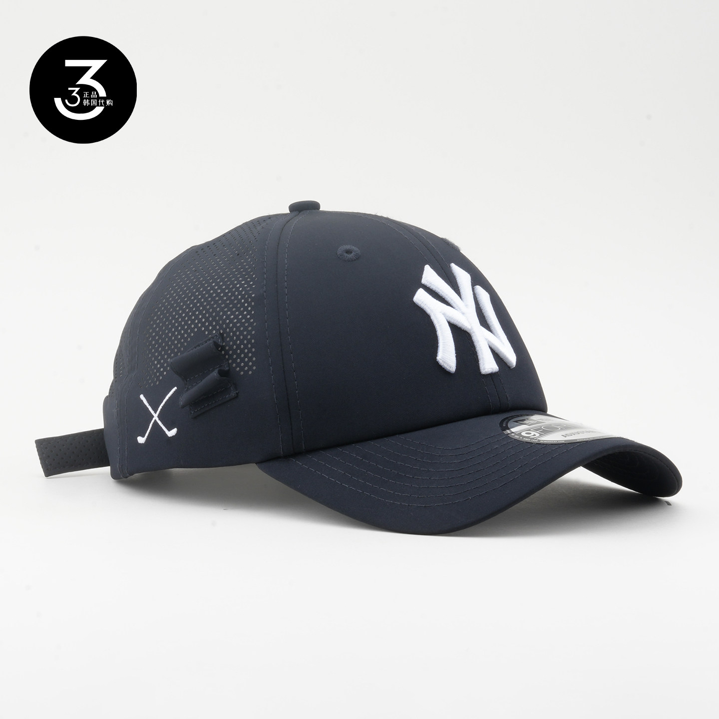 韩国代购NEWERA纽亦华高尔夫Outlast940网眼速干棒球帽黑色白NY标