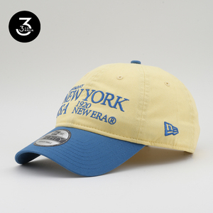 韩国代购NEWERA纽亦华夏防晒940软顶NEW YORK字母棒球帽黄蓝双拼