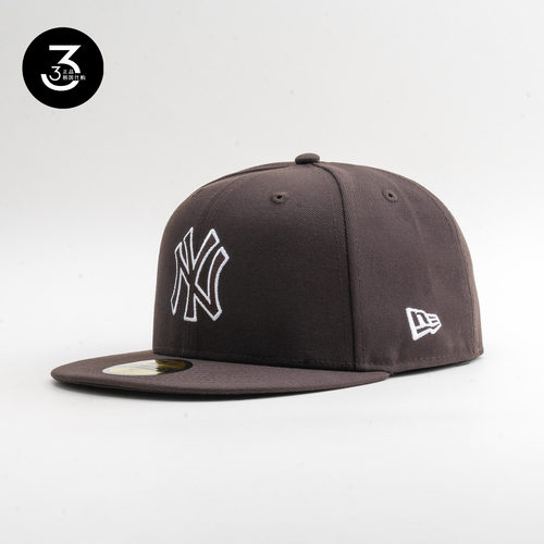 韩国代购NEWERA纽亦华5950平沿全封闭棒球帽反戴NY纽约扬基咖啡色