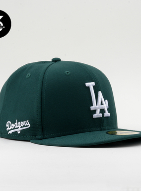 韩国代购NEWERA纽亦华59FIFTY平沿硬顶全封闭5950棒球帽LA墨绿色