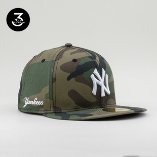 韩国代购 NEWERA纽亦华59FIFTY平沿硬顶全封闭5950棒球帽NY绿迷彩