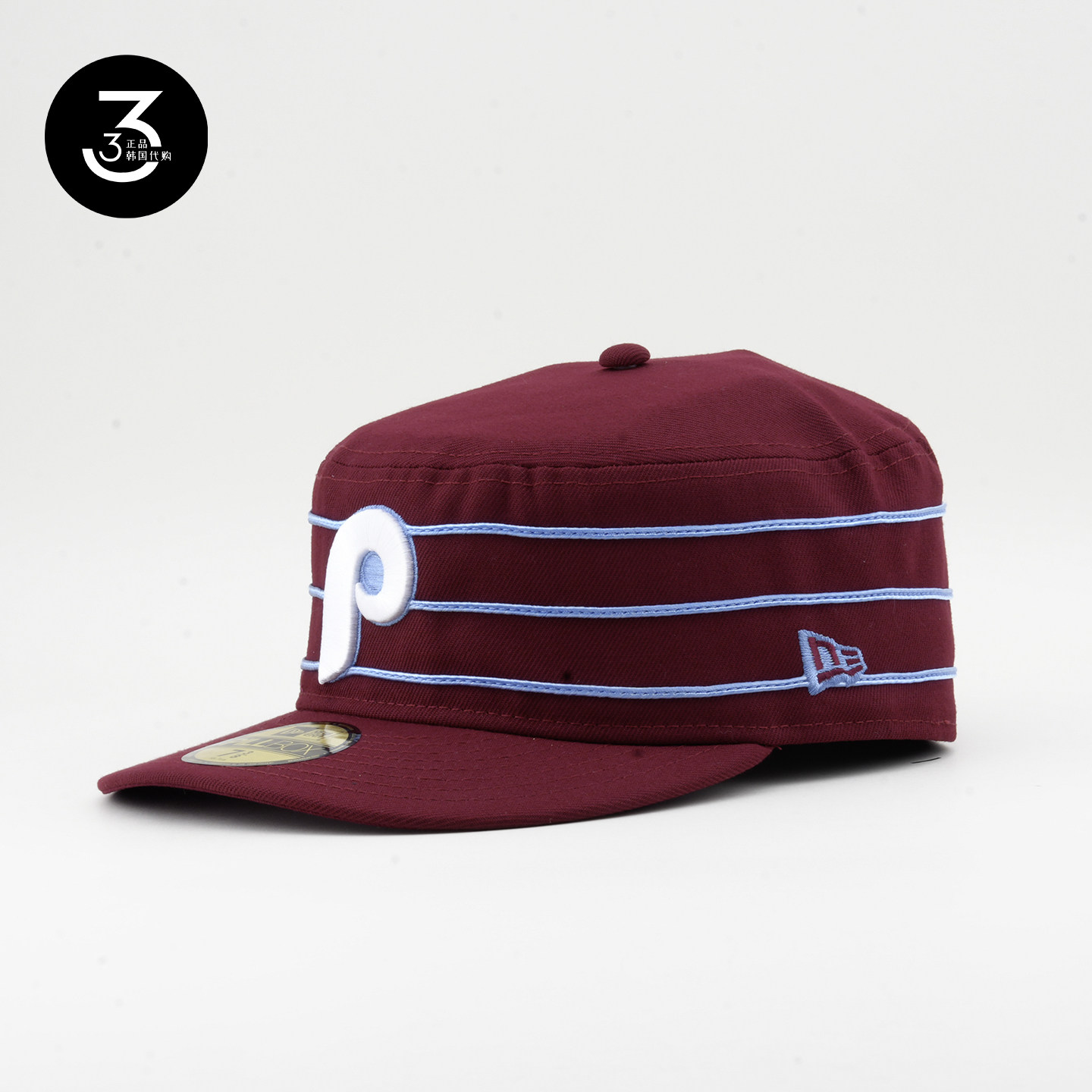 韩国代购NEWERA纽亦华PILLBOX复古平沿全封闭药盒帽白P费城费城人