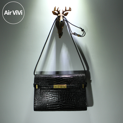 Airvivi-18S46-2025秋冬新款 鳄鱼纹真皮曼哈顿包 牛皮女包单肩包