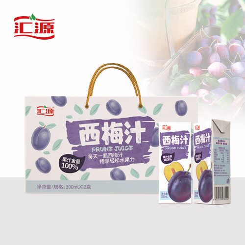 汇源100%果汁西梅汁200ml*12盒