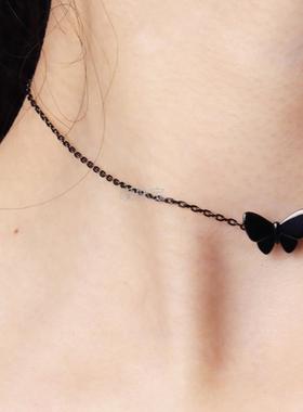 925银项链蝴蝶颈链choker颈带