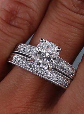 华杰 欧美跨境爆款925银白色锆石戒指 精美的女性节日戒指直销