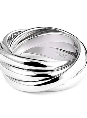 华杰 wish欧美跨境S925银旋转五环女戒指 精美时尚的素银A5圈戒指