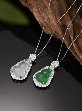 厂家小红薯天然玉髓葫芦吊坠s925银镶嵌新中式国风福禄葫芦