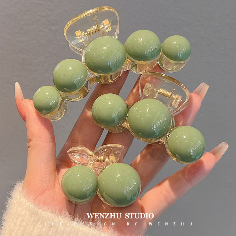 感绿色珍珠抓夹女后脑勺丸子头半扎发盘发夹子大号鲨鱼夹头饰,饰品/流行首饰/时尚饰品新,民族风发饰,淘宝优惠券,粉丝福利购,淘宝优惠卷