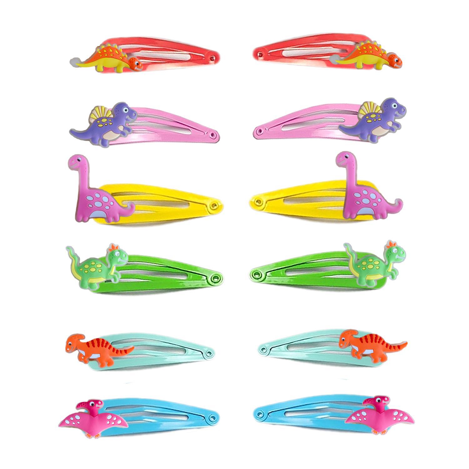 荧光恐龙刘海发夹饰品etsy侧边刘海夹可爱童趣风卡通发卡头饰