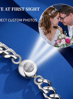 钛钢高清投影手链100种语言我爱你韩版简约女饰图片投影 定 制