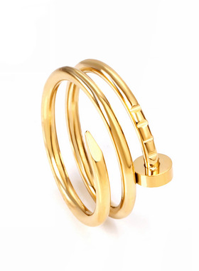 星合欧美个性钉子钛钢戒指男女情侣经典无钻螺旋食指手饰钉形指环