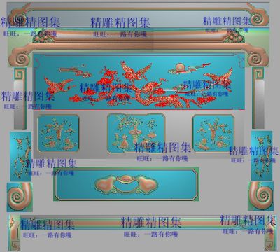 檀雕松鹤沙发精雕图松鹤新中式沙发浮雕图花瓶八宝精品仙鹤新中式