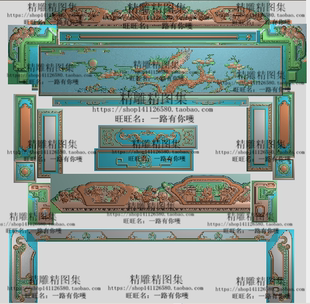 大展宏图沙发宝座精雕图浮雕雕刻图灰度图花鸟老鹰 山水和谐沙发