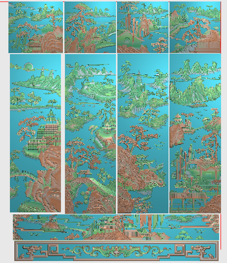 蝙蝠大衣柜 书柜JDP精雕图 浮雕雕刻图 灰度图草龙 山水顶箱柜2