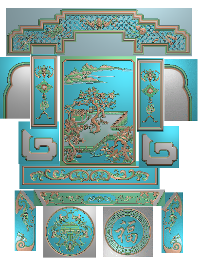 福韵沙发精雕图浮雕雕刻图宫廷宝座整套精品八宝云蝠套图祥云如意