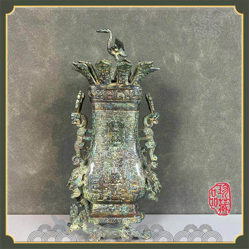 仿古青铜器莲鹤方壶礼品摆件