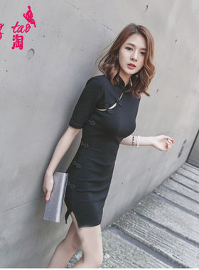 旗袍性感大码女复古晚会小礼服