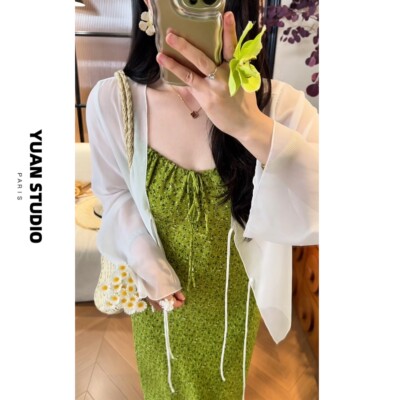 YUAN 【轻纱薄雾】夏季高定超百搭乔其纱防晒纯色轻奢薄款开衫