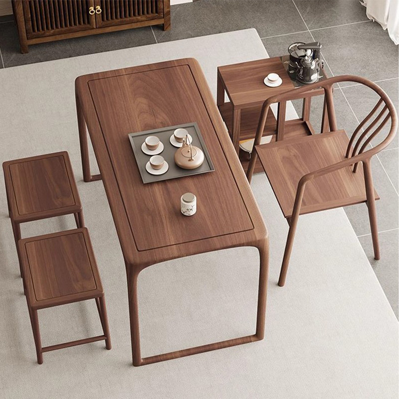 新中式榫卯阳台茶桌椅组合家用小户型榆木禅意休闲泡茶桌实木茶台