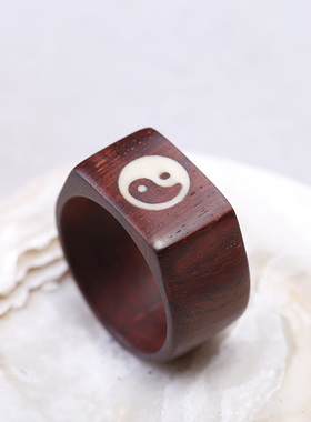印度小叶紫檀戒指木质男猛犸牙情侣对戒女手工复古原创定制指环潮