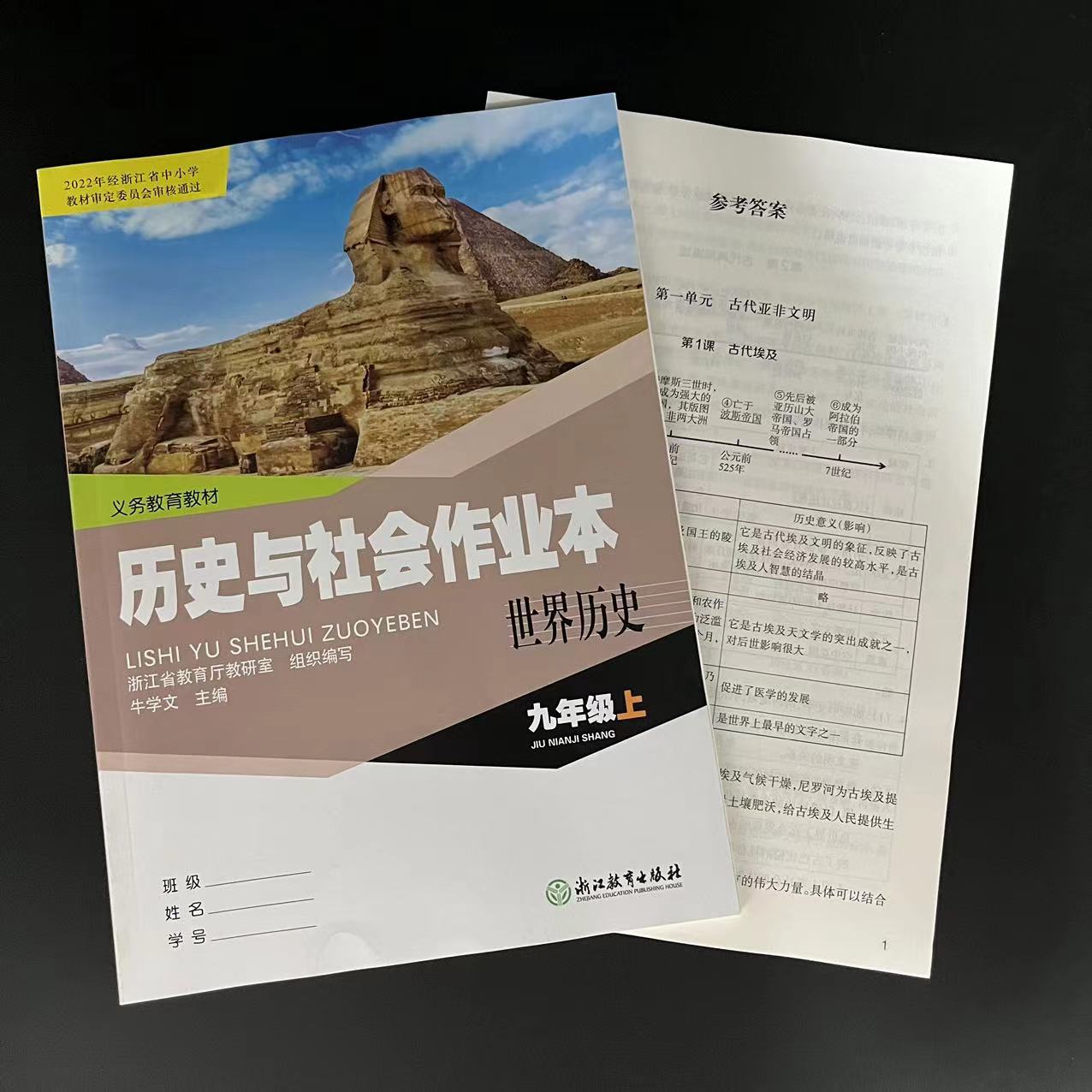 义务教育九上世界历史作业本