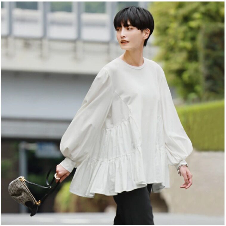 2026日系春秋新款女装宽松大码层层褶皱蓬松A字娃娃衫长袖上衣女