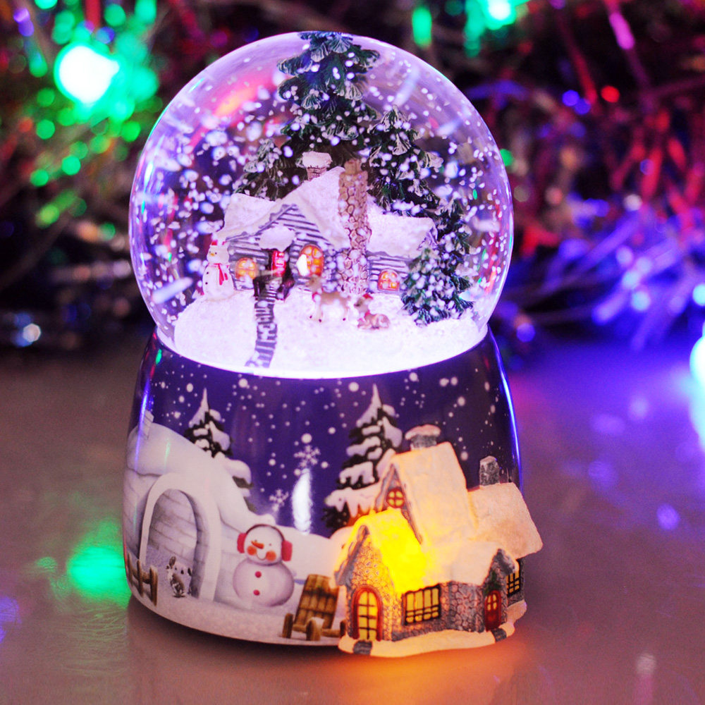 圣诞节水晶球音乐盒发光彩灯雪花音乐盒八音盒送男女朋友生日礼物