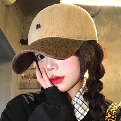 日本GP豹纹拼接字母棒球帽女美式