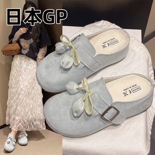 日本GP超火花朵刺繡勃肯鞋 配裙子一腳蹬包頭半拖 女外穿2025夏新款
